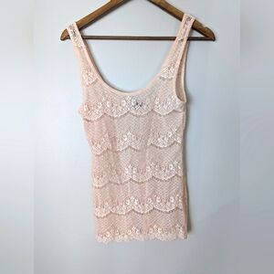 Talula Aritzia Lace sheer Rose Gold Tank Top Womens Size M Cottagecore Boho